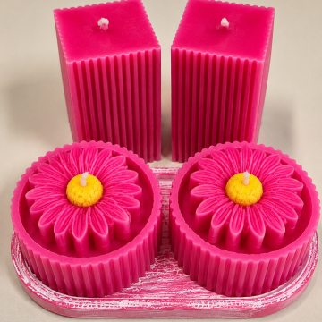 Candle Dark Pink Daisy Candle Pillar Collection